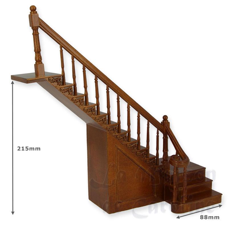 angle-straight stairs walnut, left rail miniature 1:12 Bilder 1