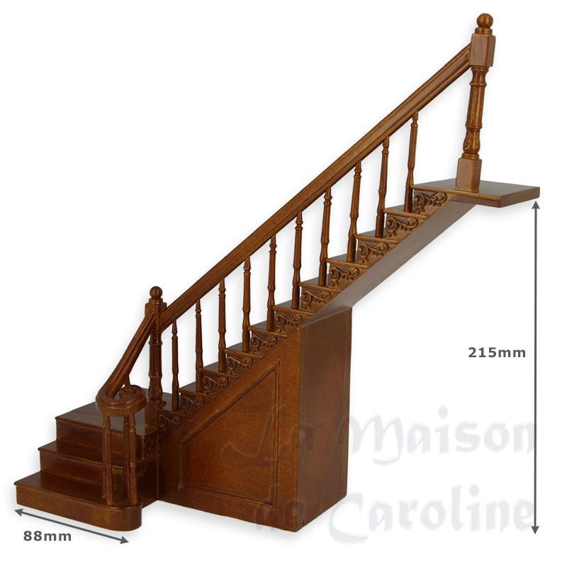 angle-straight stairs walnut, right rail miniature 1:12 Bilder 1