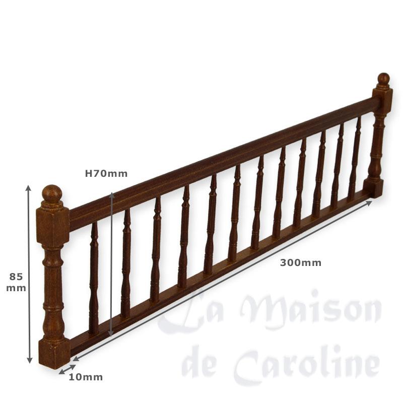 handrail 30cm lg. w.2 posts, walnut miniature 1:12 Bilder 1