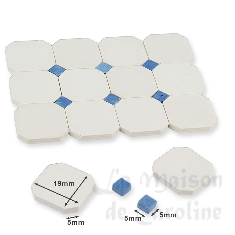 stone floor white and cabochon blue 19x19mm, 72 pcs miniature 1:12 Bilder 1