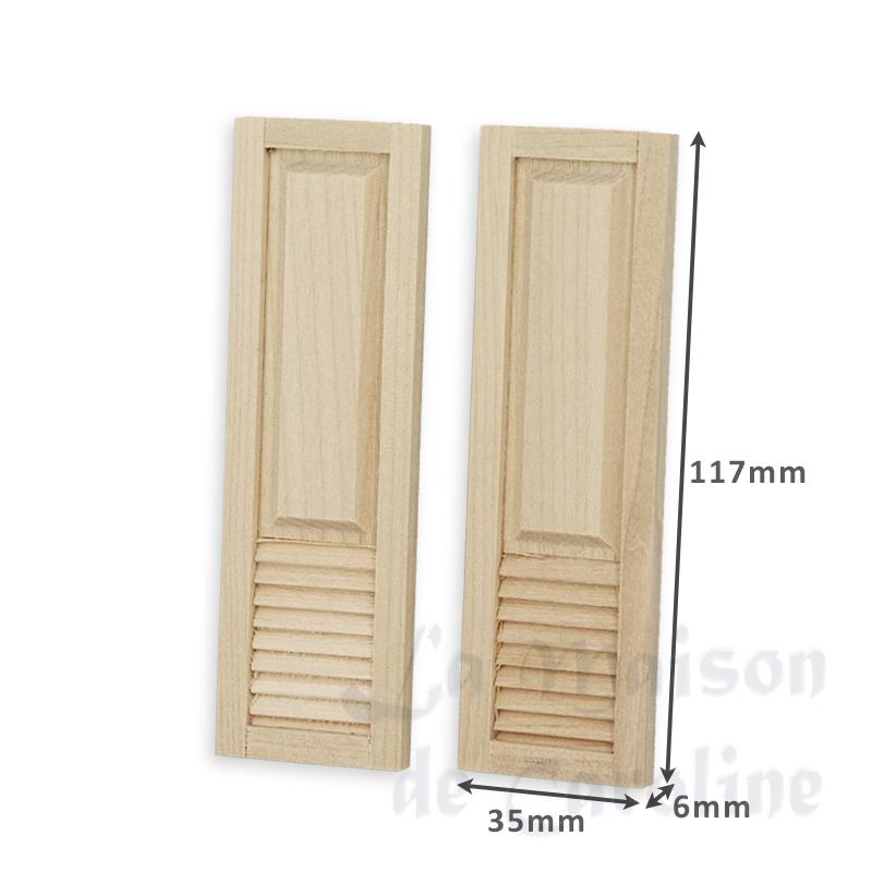 2 small french shutters barewood for dollhouses 1:12 photo 2 2 small french shutters barewood for dollhouses 1:12 photo 2