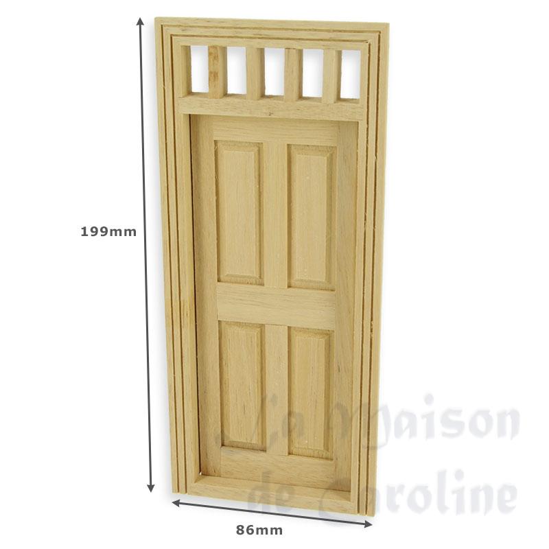 4 panel int.door w/mullions bare wood miniature 1:12 Bilder 1