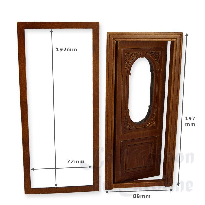carved door w/window walnut miniature 1:12 Bilder 1