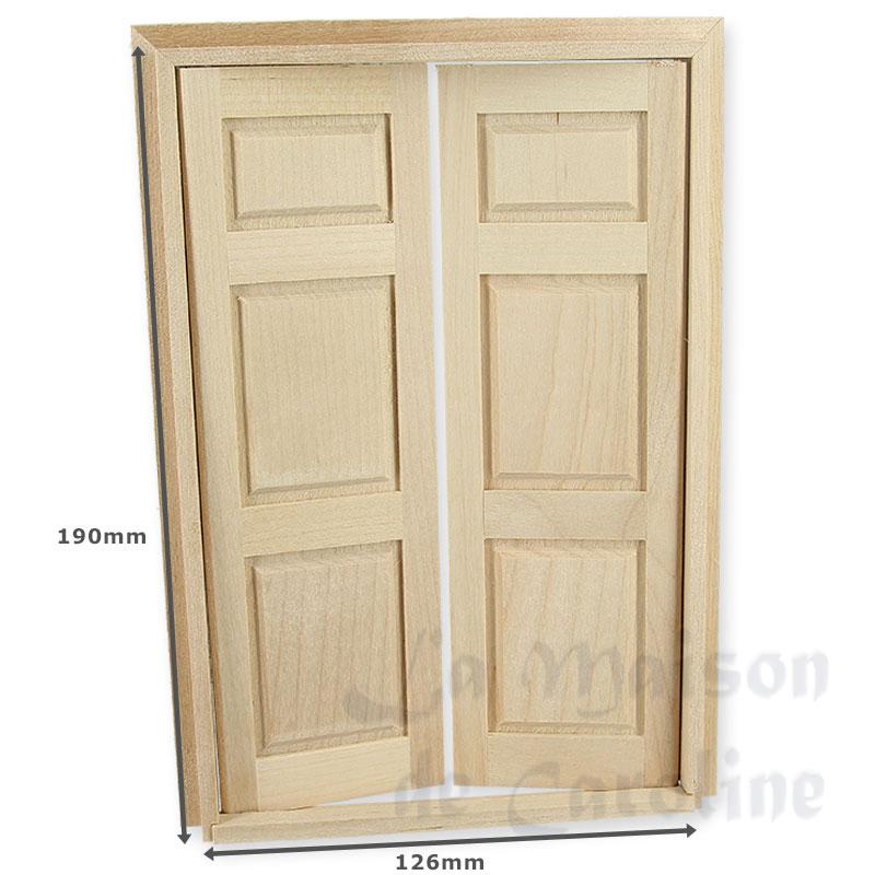 6-panels double door barewood miniature 1:12 Bilder 2