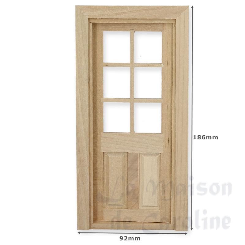 single door half mullions bare wood miniature 1:12 Bilder 1