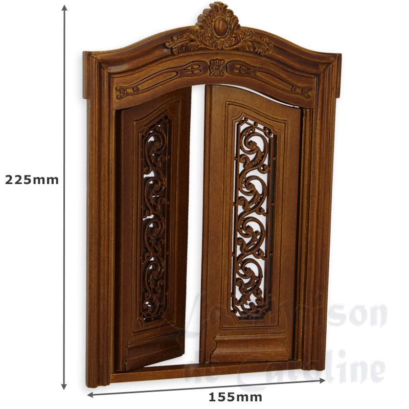 double-door w/glass walnut miniature 1:12 Bilder 1