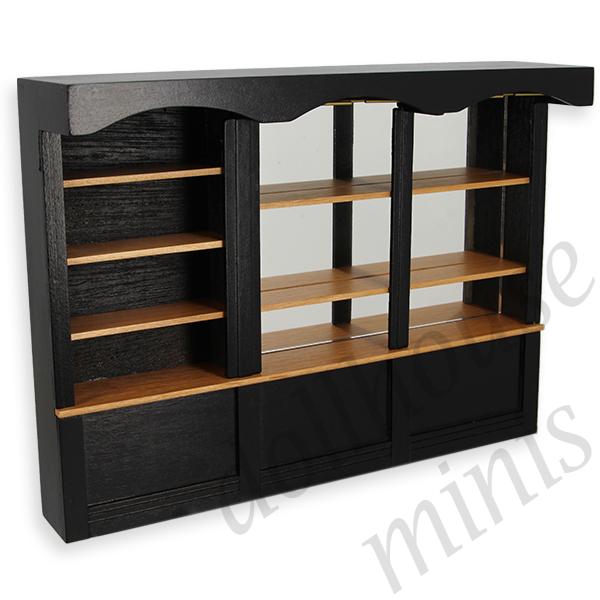 metal bar cabinet blck w mirror  Trianon collectible furniture 1:12