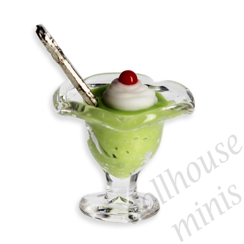 sundae dish, green mint Miniature 1:12