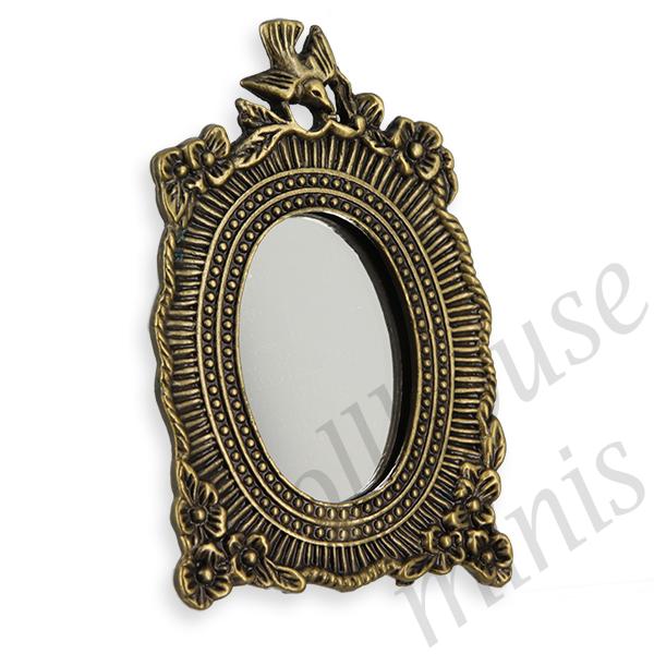 floral antic brass mirror Miniature 1:12