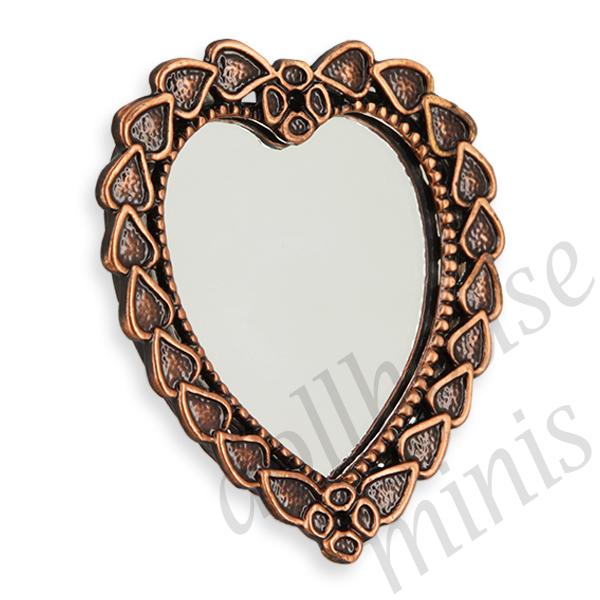 antic copper heart mirror Miniature 1:12 antic copper heart mirror Miniature 1:12