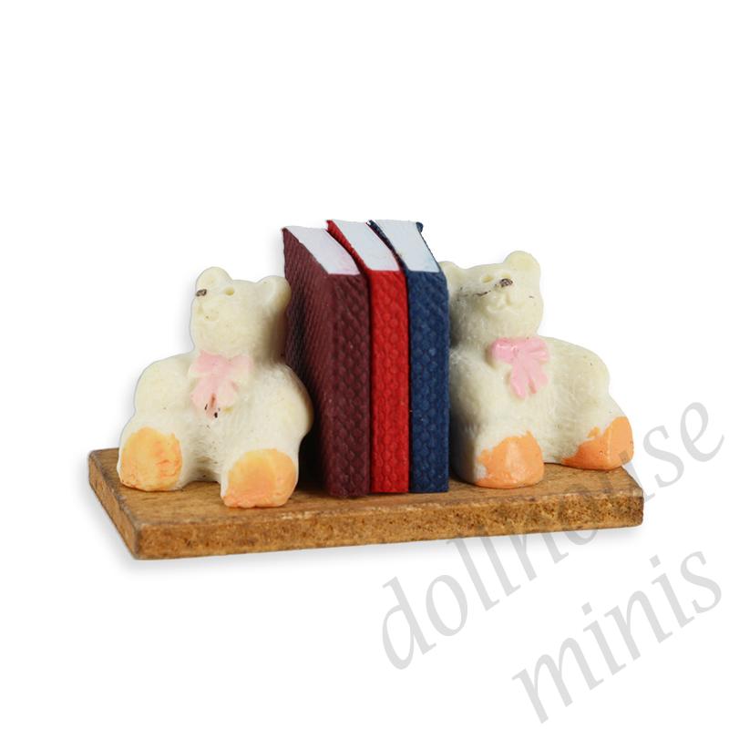 books rack w/teddy bears Miniature 1:12