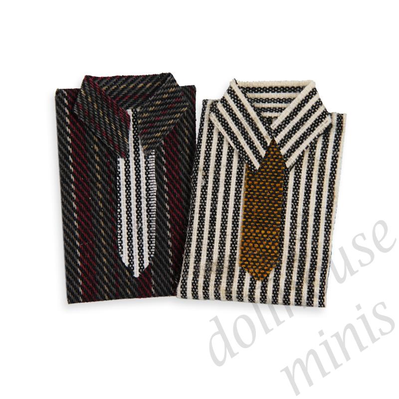 2 t-sirt w/necktie ass. Miniature 1:12 2 t-sirt w/necktie ass. Miniature 1:12