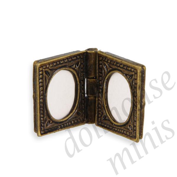 twin foldable picture frame oval Miniature 1:12