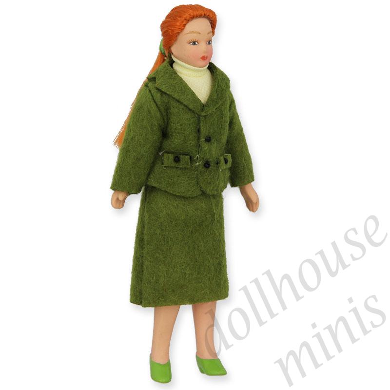 lady green dress for dollhouses 1:12