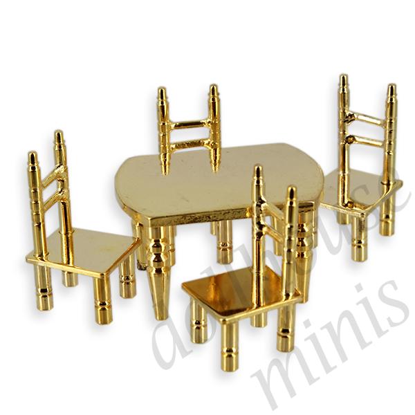 4 chairs+table brass Miniature 1:12 4 chairs+table brass Miniature 1:12