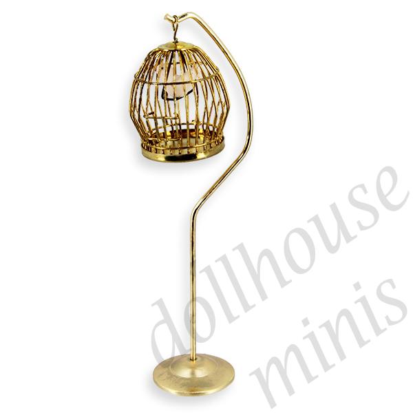brass bird cage with stand Miniature 1:12 brass bird cage with stand Miniature 1:12