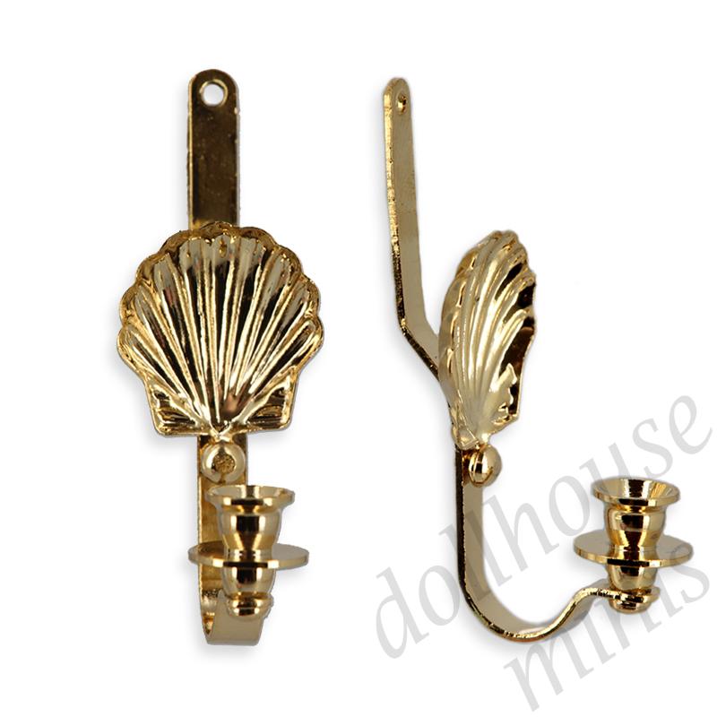 brass shell sconce pair Miniature 1:12