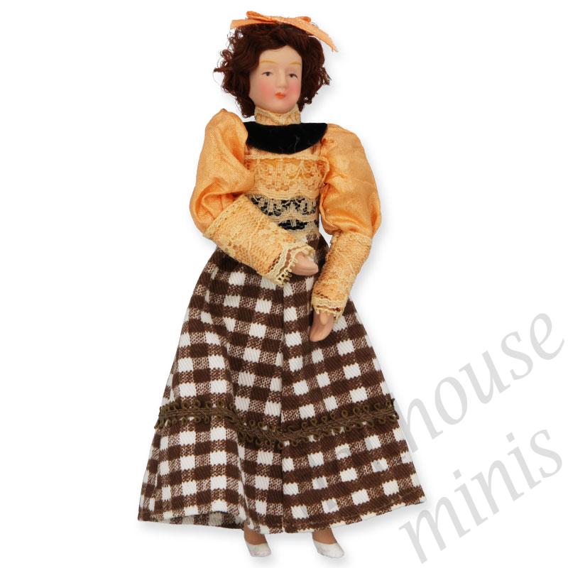 porcelain lady orange/caro for dollhouses 1:12
