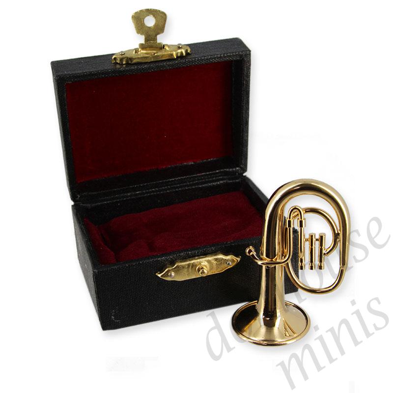 tuba w/black leather box Miniature 1:12