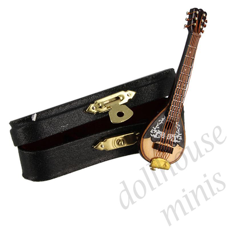 balalaika w/black leather box Miniature 1:12