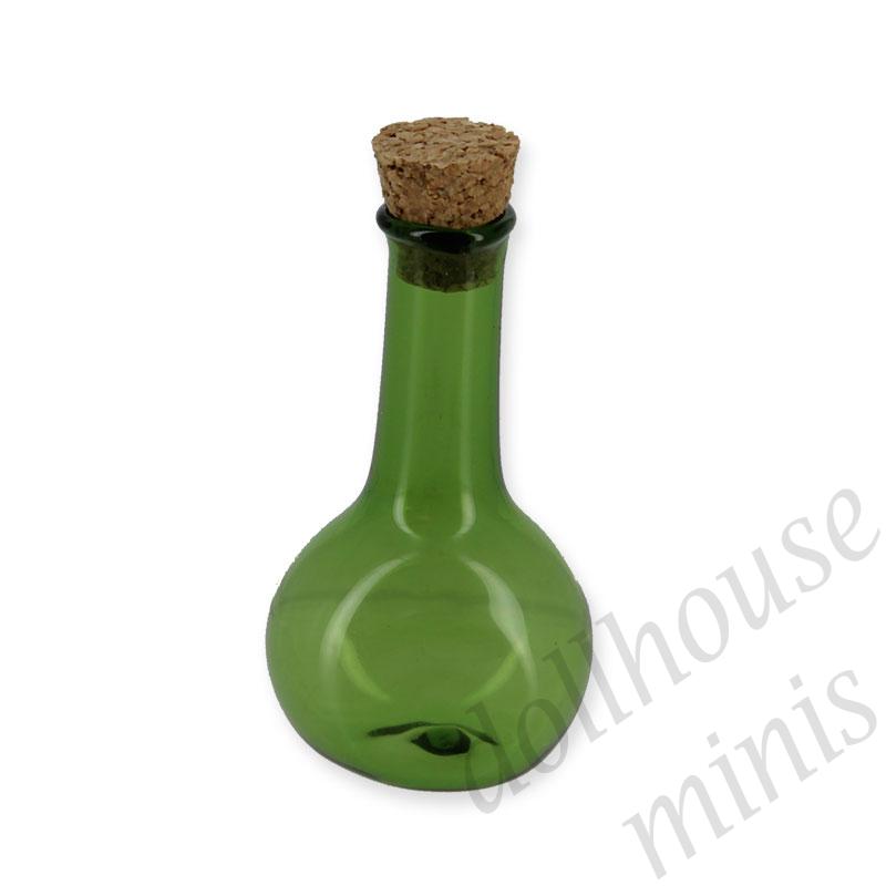 glass bottle green w/cork Miniature 1:12 glass bottle green w/cork Miniature 1:12