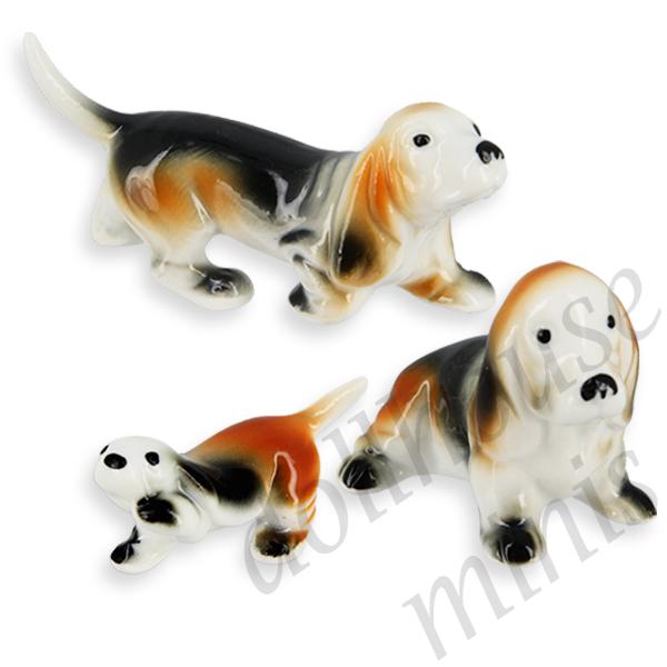 3 pc family bone china set: dogs Miniature 1:12