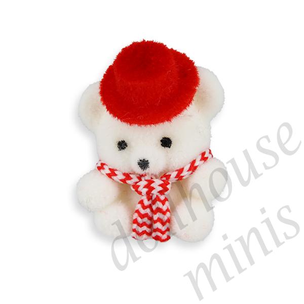 white bear w/red hat Miniature 1:12 white bear w/red hat Miniature 1:12