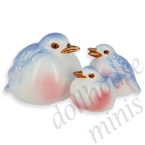 3 pc. family bone china set: bird Miniature 1:12