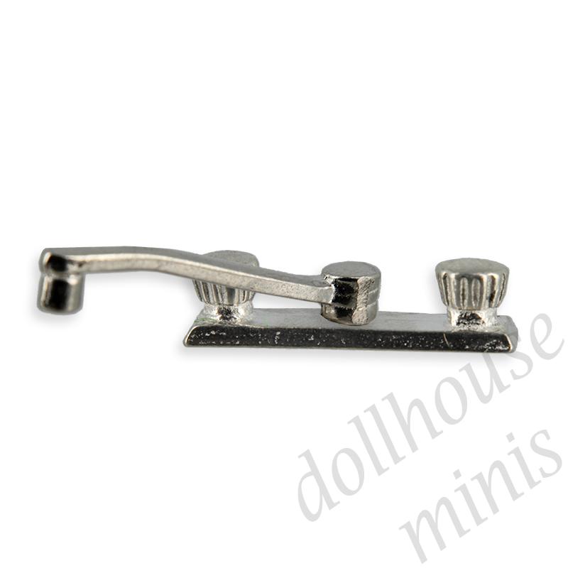 faucet kitchen sink silver - 1 set for dollhouses 1:12