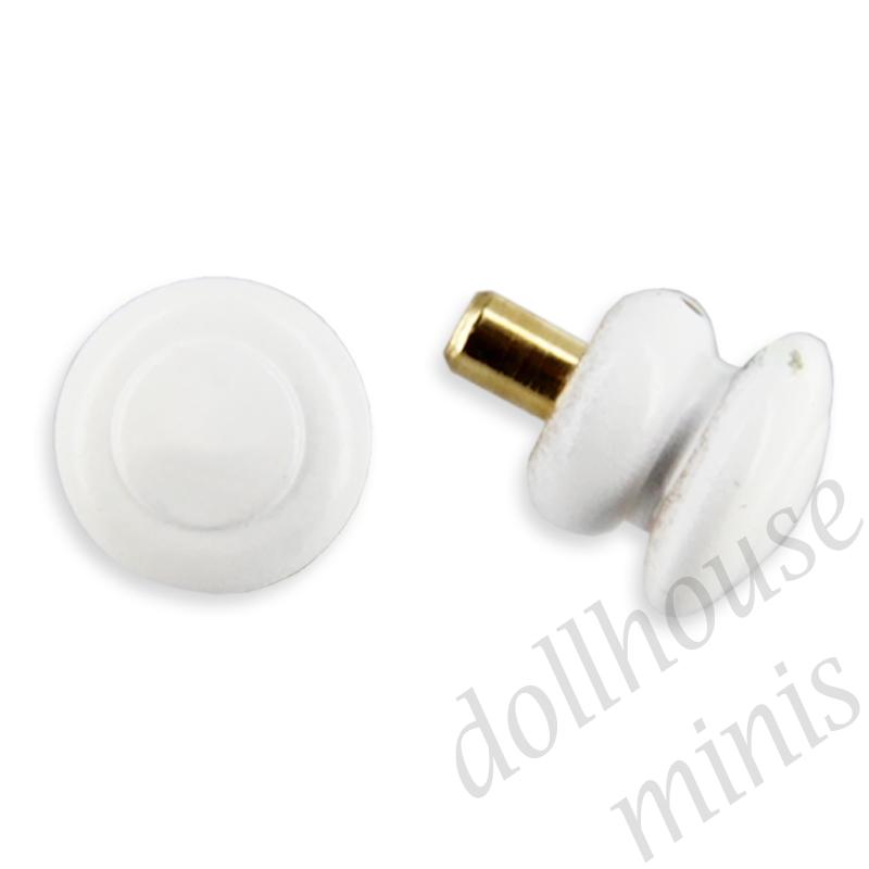 6 round knobs, white enamel for dollhouses 1:12 6 round knobs, white enamel for dollhouses 1:12
