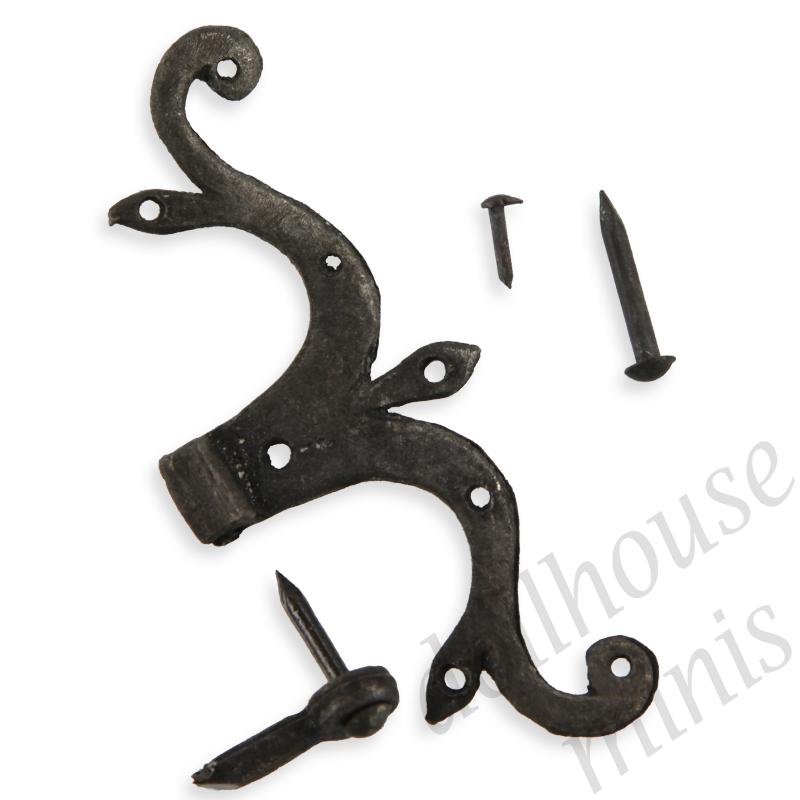2 door hinges blaack iron for dollhouses 1:12