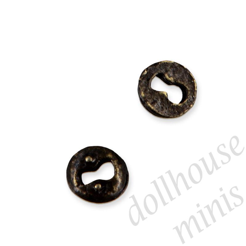 samll door key hole plate antique 2pcs miniature 1:12 for dollhouses 1:12