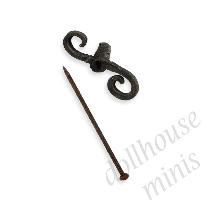 2 shutter dogs black iron for dollhouses 1:12 2 shutter dogs black iron for dollhouses 1:12