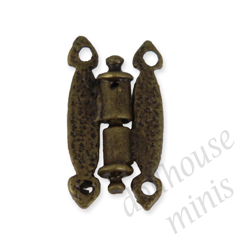 2 hinge, antiq brass miniature 1:12 for dollhouses 1:12