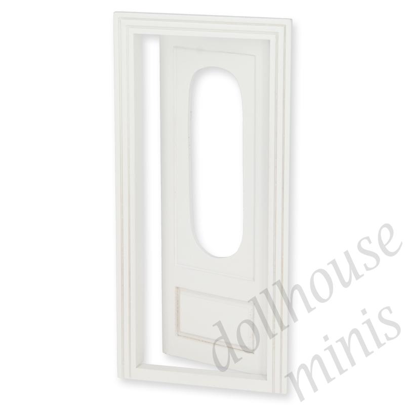 door oval window white for dollhouses 1:12