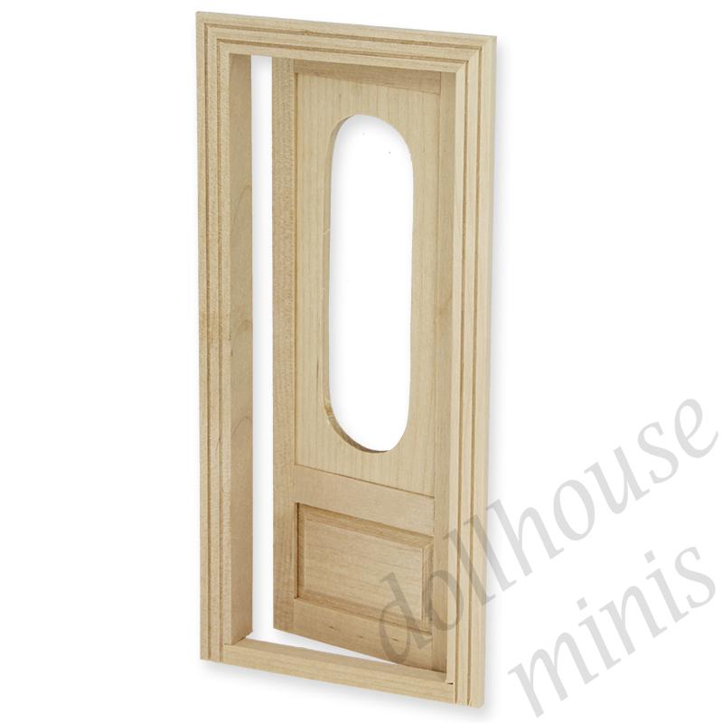 door oval window bare wood for dollhouses 1:12
