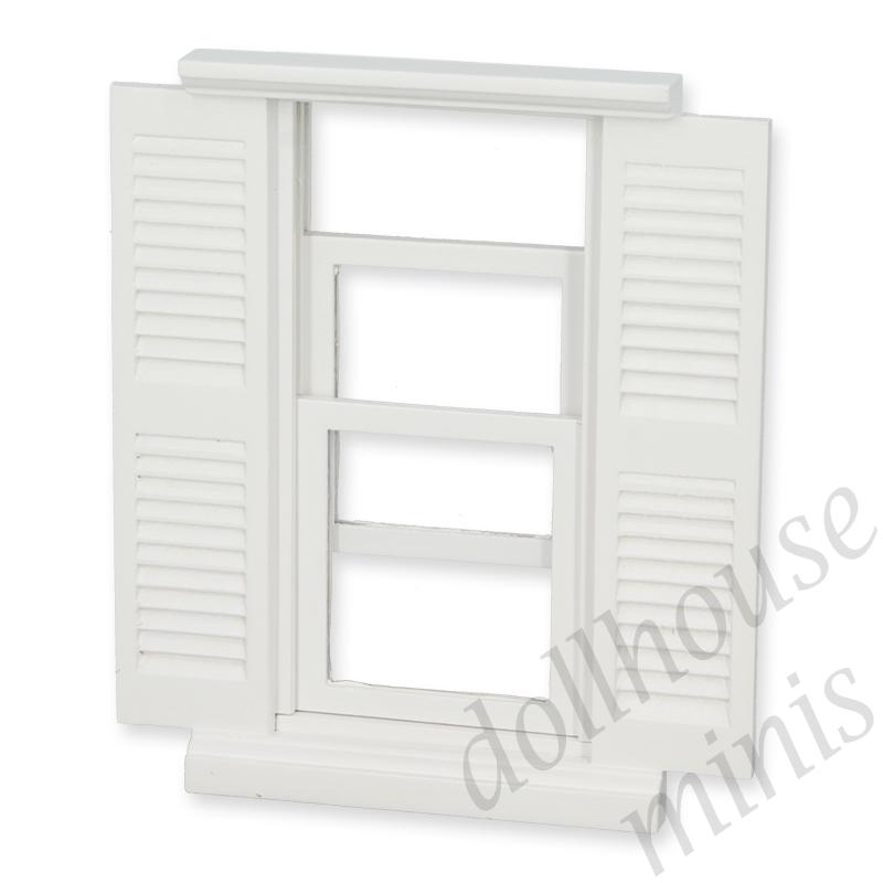 lpt louvered window white for dollhouses 1:12