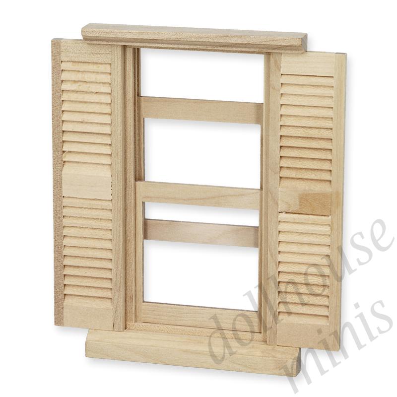 lpt louvered window bare wood for dollhouses 1:12 lpt louvered window bare wood for dollhouses 1:12