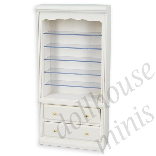 single bookcase drawers white miniature furniture 1:12 single bookcase drawers white miniature furniture 1:12