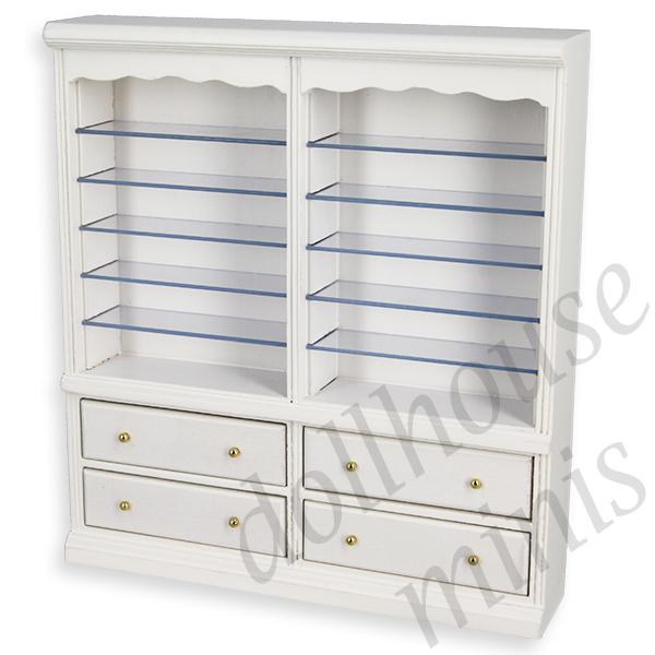 double bookcase drawers white miniature furniture 1:12