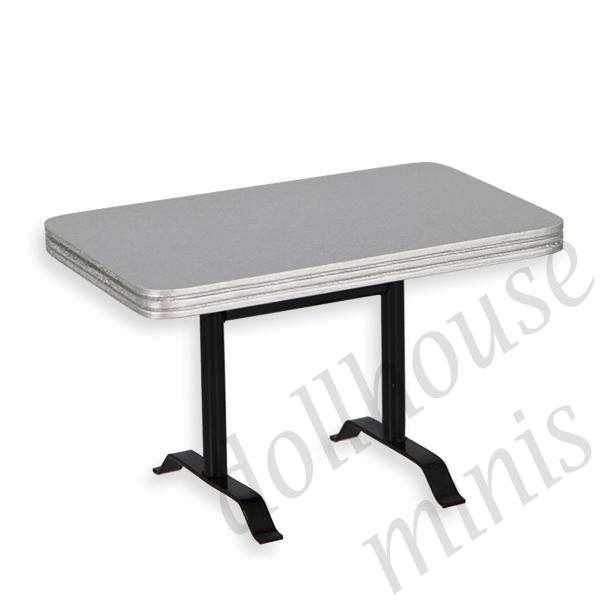 table black and silver miniature furniture 1:12