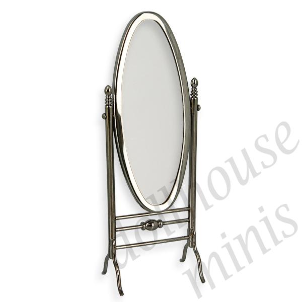 brass mirror stand antique finish black miniature furniture 1:12