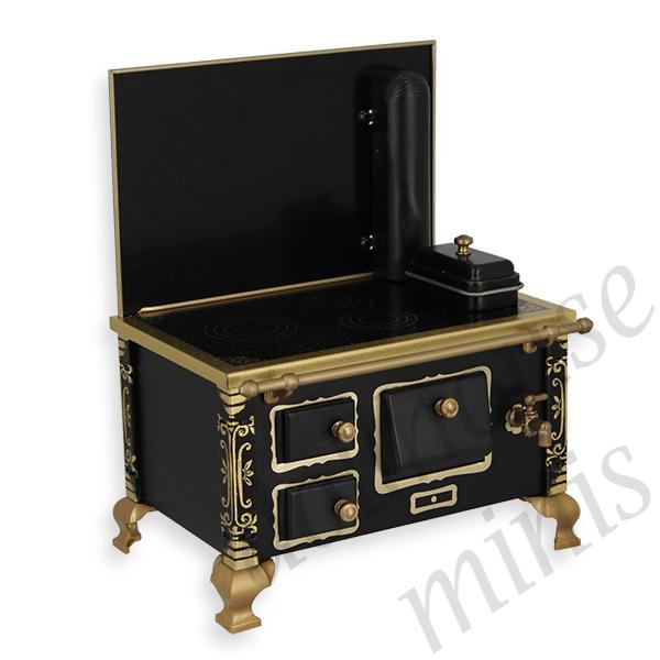 cooking stove black miniature furniture 1:12
