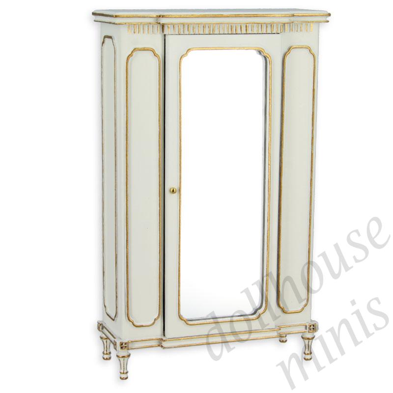 wardrobe with mirror ivory-gold Trianon collectible furniture 1:12 wardrobe with mirror ivory-gold Trianon collectible furniture 1:12
