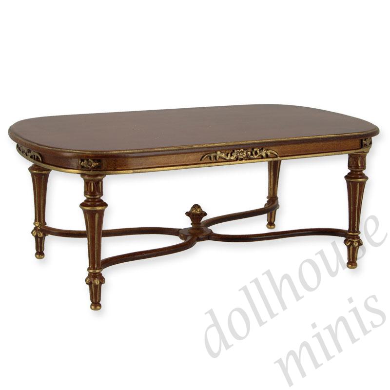 oval table louis xvi walnut-gold  Trianon collectible furniture 1:12