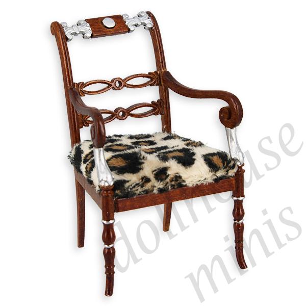 armchair walnut-silver  Trianon collectible furniture 1:12