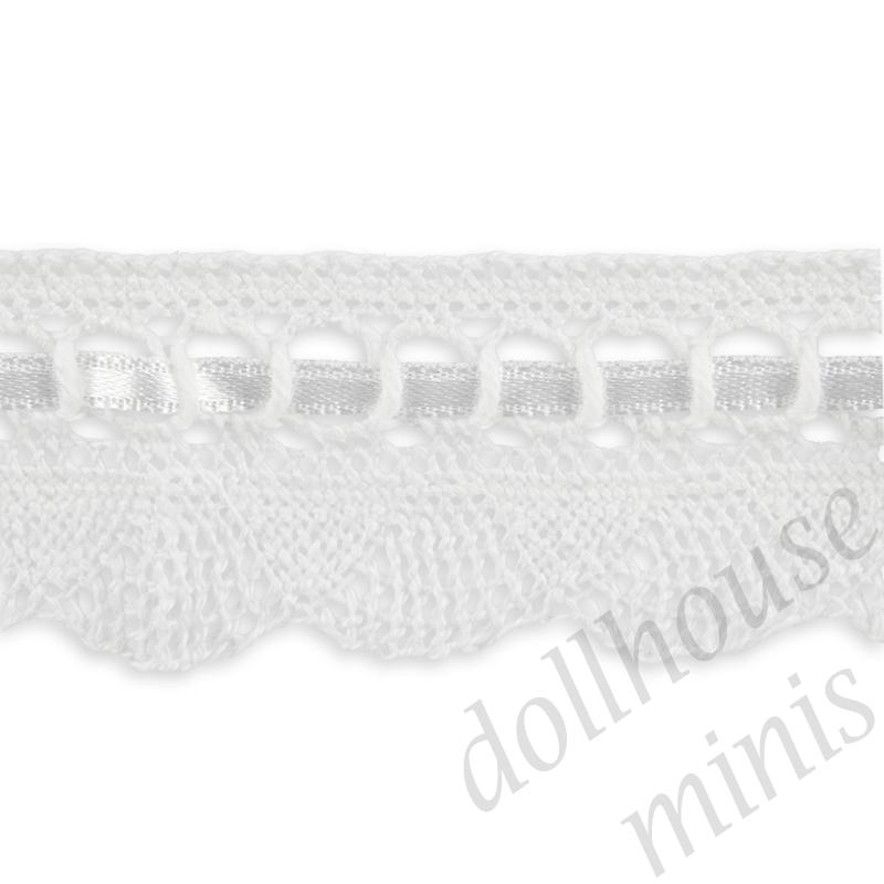 white lace curtain with satin ribbon for dollhouses 1:12