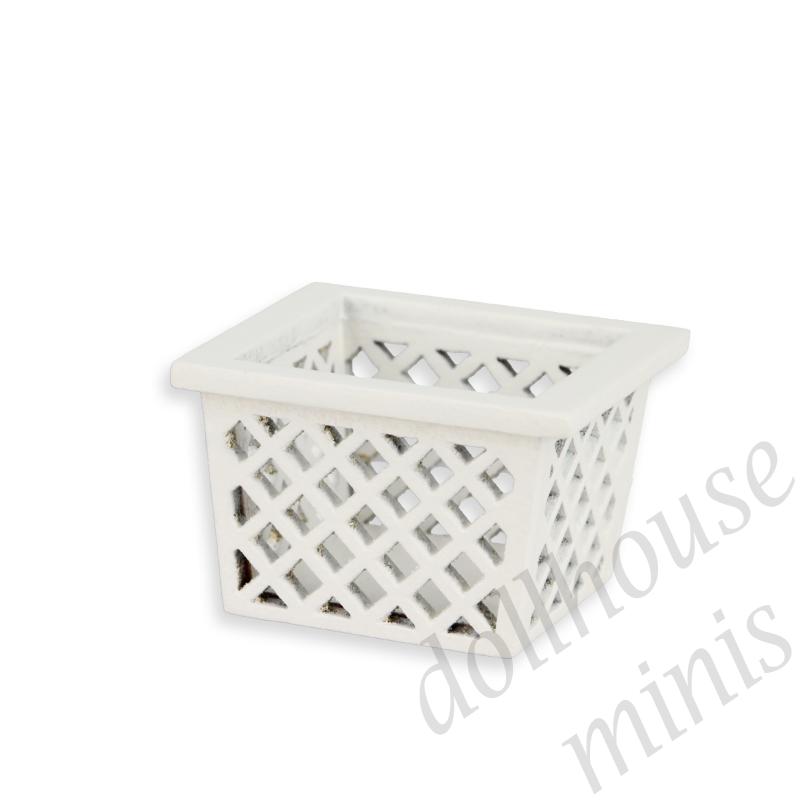 mini wooden basket white Miniature 1:12