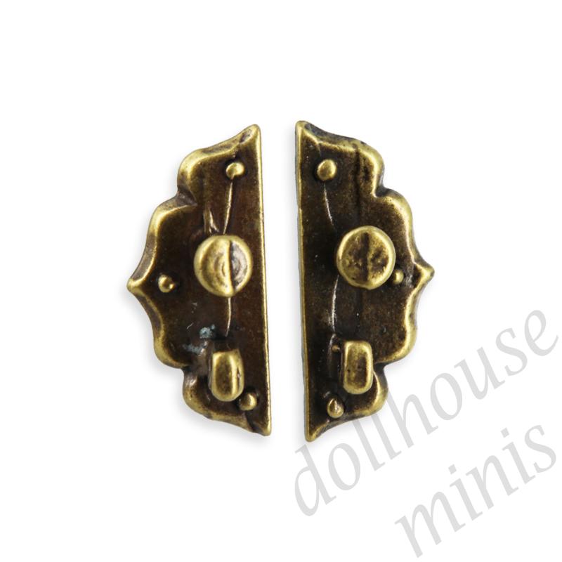door handle panels brass antic (pair) for dollhouses 1:12 door handle panels brass antic (pair) for dollhouses 1:12
