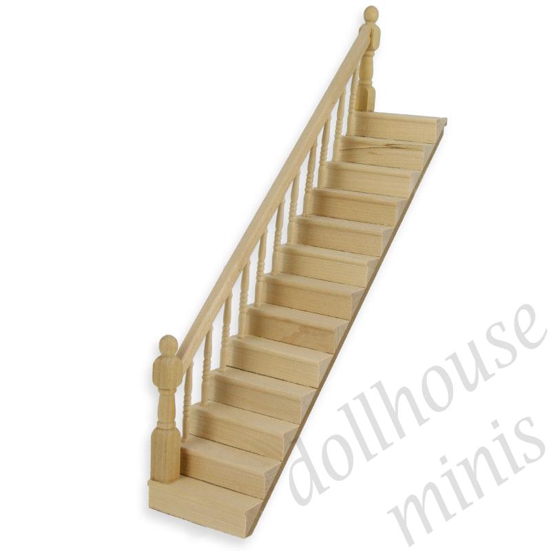 staircase bannister left, bare wood for dollhouses 1:12